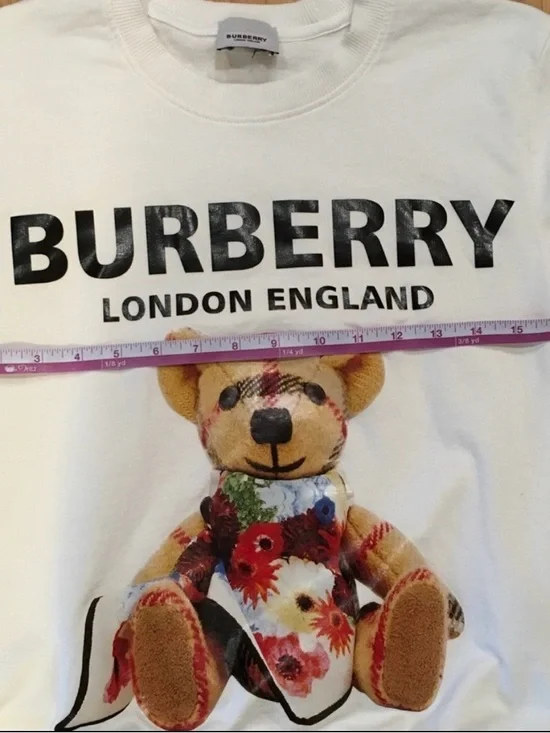 Burberry White Kids Floral Teddy Bear Sweatshirt - Picture 6 of 6